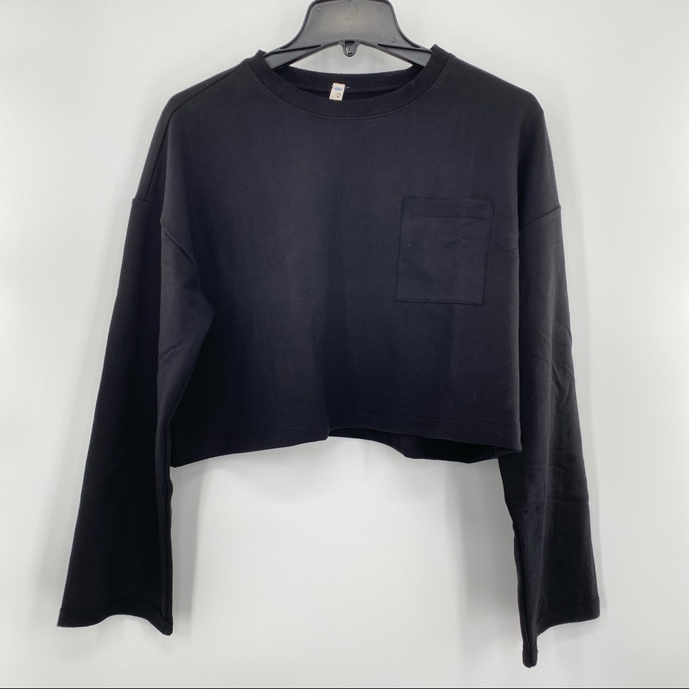Free People NWT Sunny Set 2 Piece Sweatshirt Shorts Athleisure Set Black SM New - Picture 3 of 12